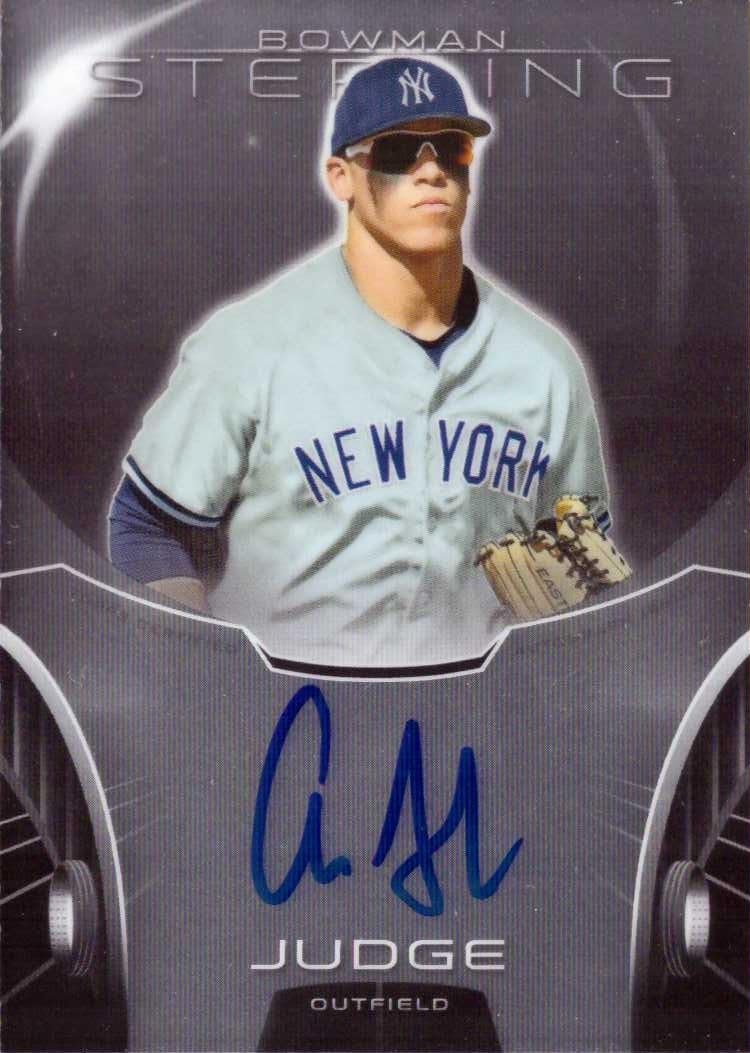 Aaron Judge Bowman Sterling autograph worth buying,should I buy Aaron Judge Bowman Sterling,Aaron Judge autograph card pros cons,best Aaron Judge pre-rookie cards to collect,Aaron Judge Bowman Sterling vs other autographs,Aaron Judge certified autograph value condition quality and materials close-up