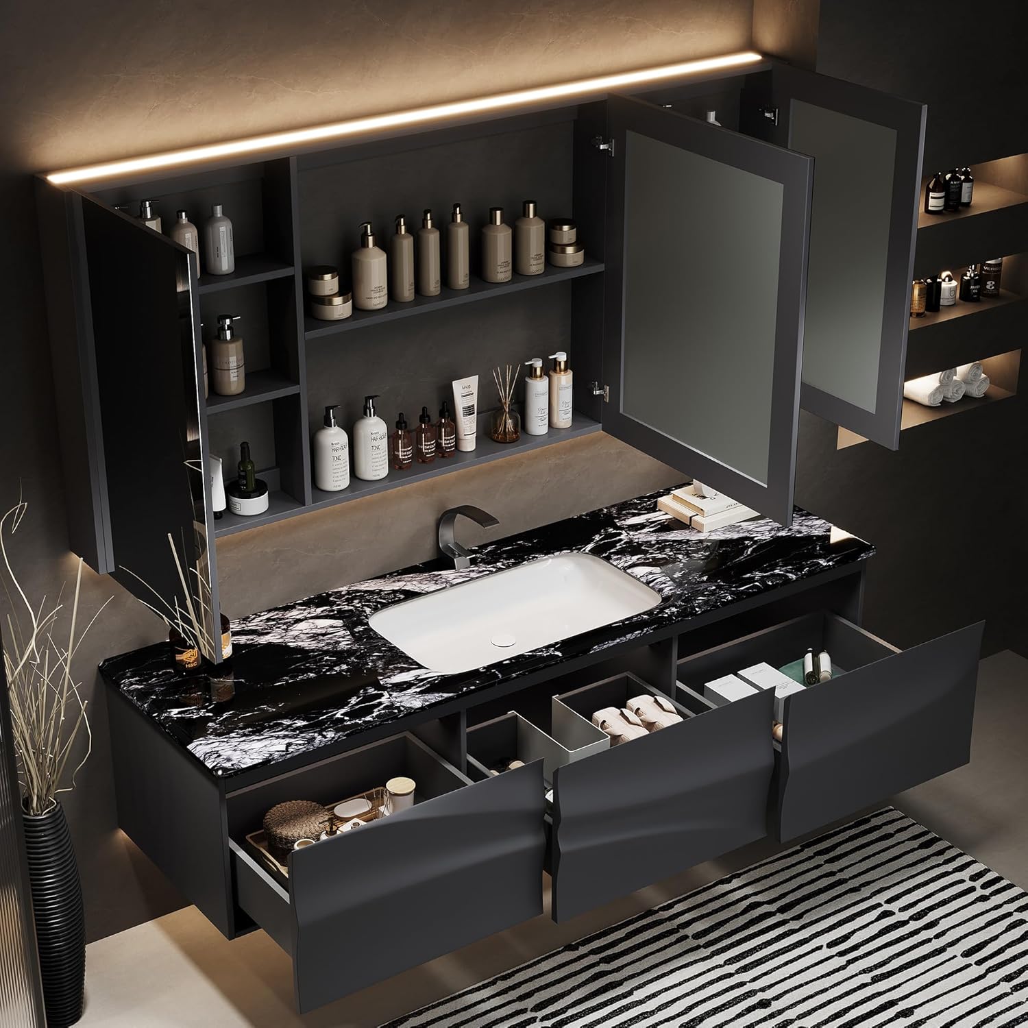 GruiGevi Bathroom Vanity Worth Buying? Our Honest Experience 4 GruiGevi bathroom vanity worth buying,GruiGevi vanity pros cons,best solid wood bathroom vanity,smart defog mirror cabinet quality,floating vanity cabinet storage,should I buy GruiGevi vanity condition quality and materials close-up