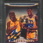 Image 1 of Shaquille O'Neal Magic Johnson signed card worth it