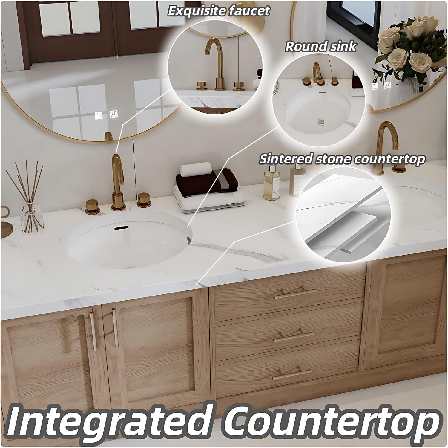 TIZAZO Wood Bathroom Vanity Worth It? Honest Pros & Cons 4 TIZAZO wood bathroom vanity worth it,should I buy TIZAZO bathroom vanity,TIZAZO double sink vanity pros cons,best smart bathroom vanity to buy,TIZAZO 96 inch vanity honest,wood bathroom vanity worth buying - close-up detail of wood grain, stone countertop, and soft-close mechanisms