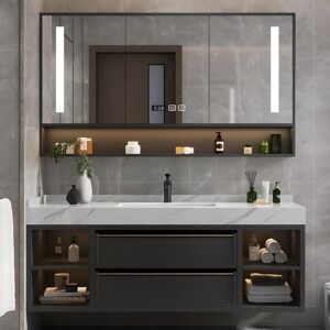 Image 1 of best floating bathroom vanity with smart mirror
