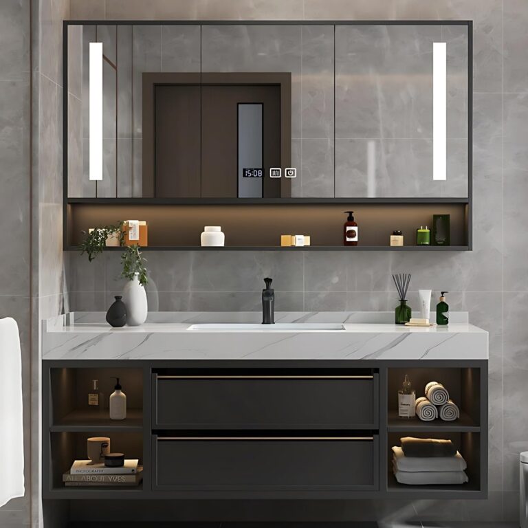 Image 1 of best floating bathroom vanity with smart mirror