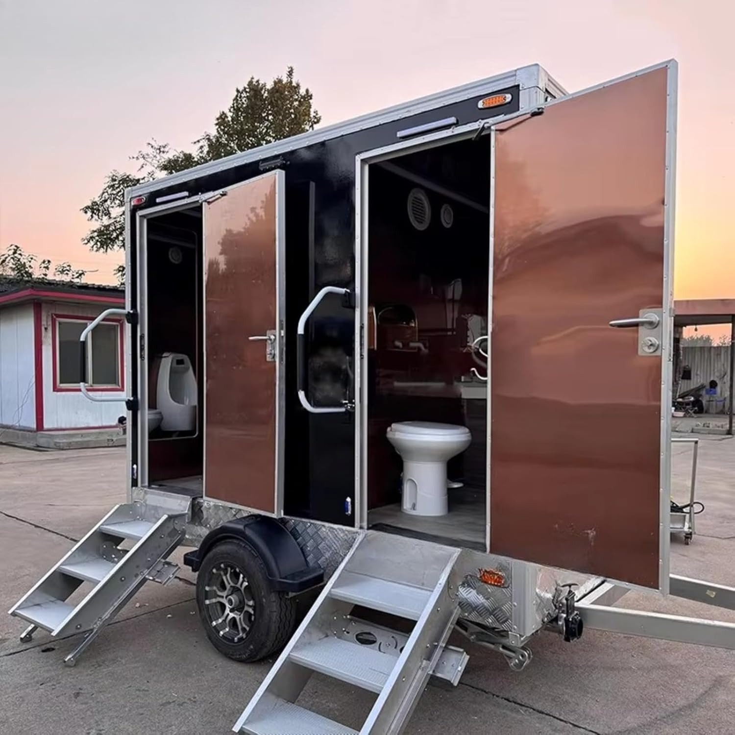 best mobile restroom trailer,mobile toilet trailer worth buying,portable bathroom trailer pros cons,commercial porta potty trailer vs alternatives,should I buy a restroom trailer,luxury portable restroom for events condition quality and materials close-up