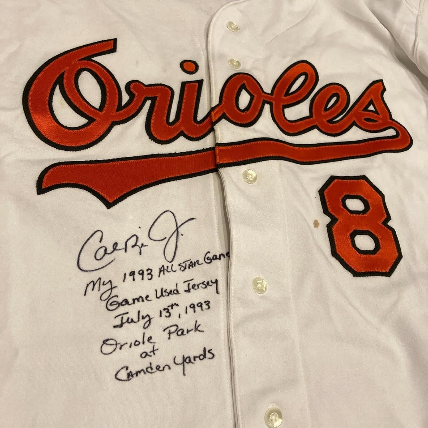 buy Cal Ripken Jr signed game used jersey,Cal Ripken Jr 1993 All Star jersey worth buying,best Cal Ripken Jr memorabilia to collect,signed game used jersey pros cons,JSA COA authentic jersey value,Cal Ripken Jr jersey vs other memorabilia condition quality and materials close-up