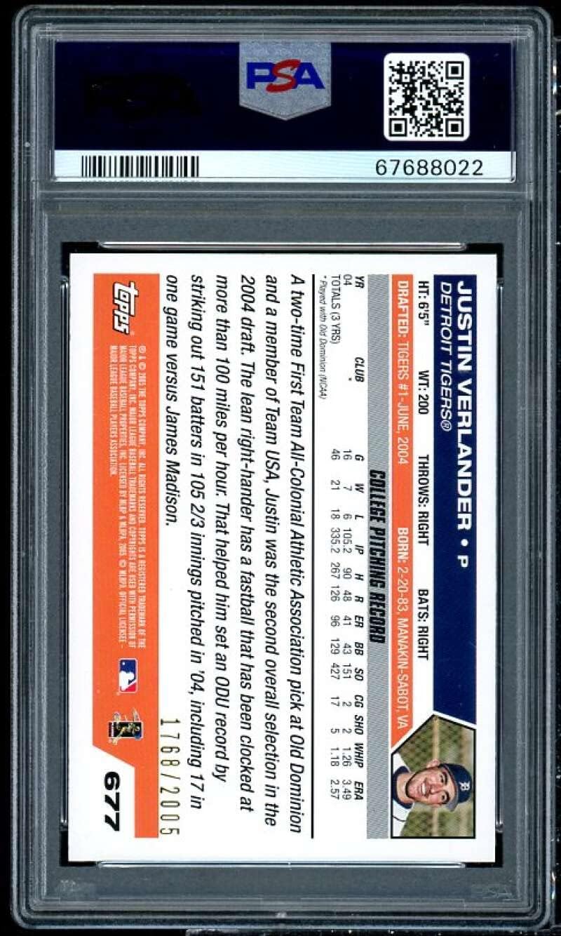 buy Justin Verlander rookie card PSA 9,should I buy Verlander rookie card,Verlander PSA 9 vs PSA 10,2005 Topps Verlander card pros cons,Justin Verlander rookie card worth buying,best Verlander rookie card to collect collector appeal rarity and investment value